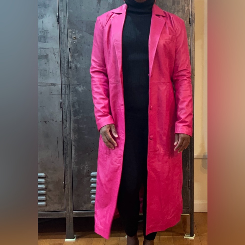 Lambskin leather trench jacket